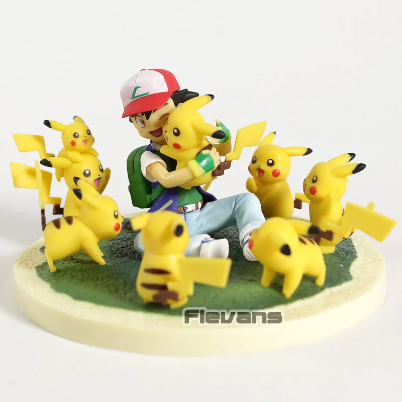 

Anime Cartoon Ash Ketchum with Pikachu PVC Figure Collectible Model Toy