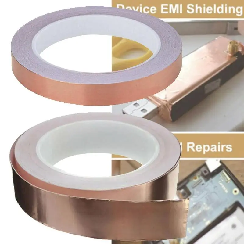 

20 Meters Single Side Conductive Copper Foil Tape Strip Adhesive EMI Shielding Heat Resist Tape 5mm 8mm 20mm