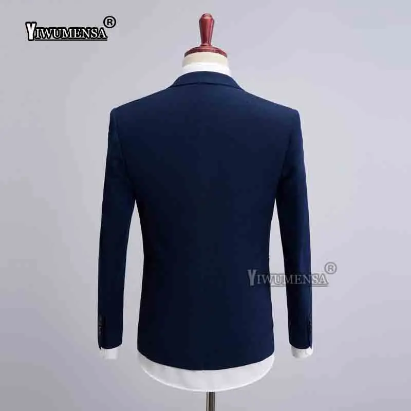 Yiwu, мужской sa, Модный деловой мужской костюм, 3 предмета, пиджак и брюки, классические одноцветные костюмы, мужские свадебные костюмы, облегающие дизайнерские костюмы