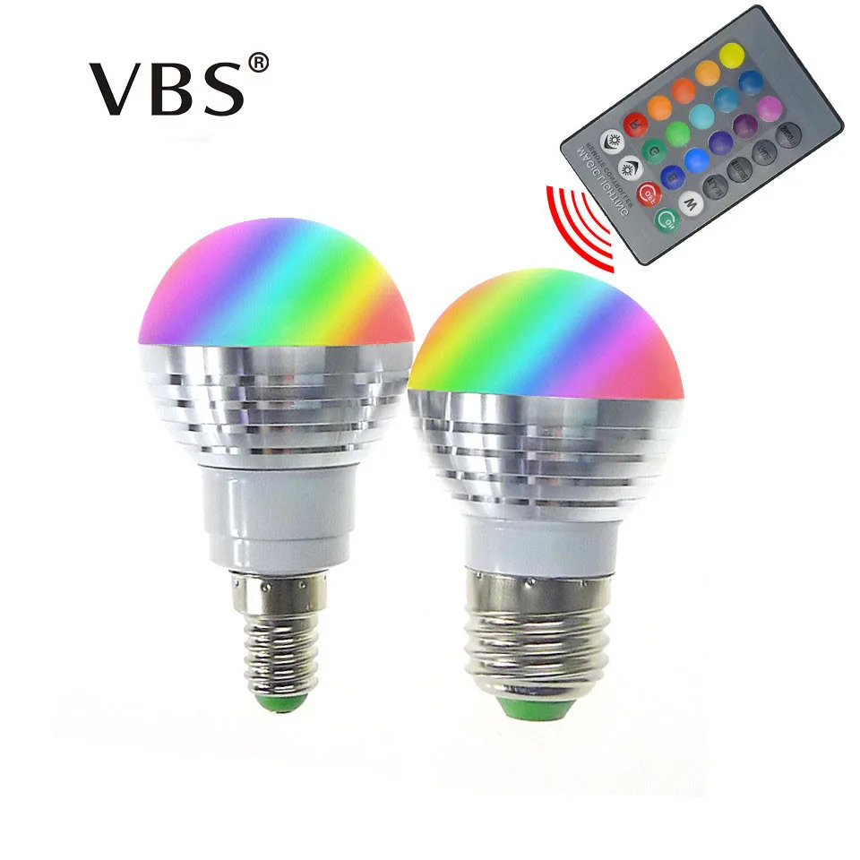 Светодиодный ная RGB Лампочка Bombillas E14 E27 3 Вт для прожекторов 85-265 в волшебный