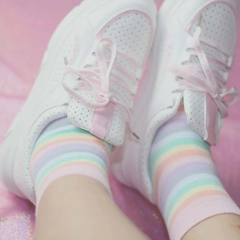 [WPLOIKJD] Молодежные красивые радужные носки Kawaii для девочек удобные элегантные в