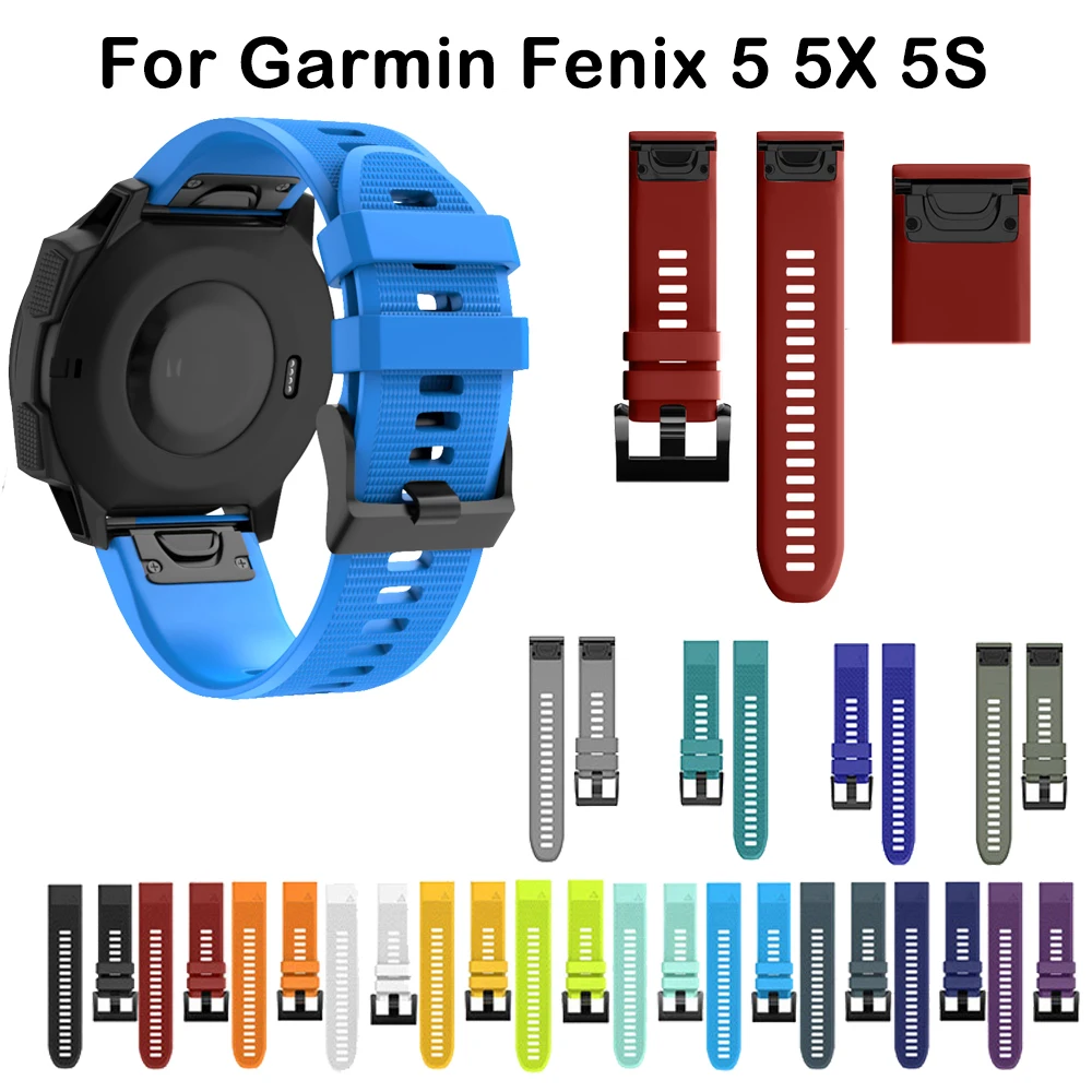 26 22 20 мм ремешок для часов Garmin Fenix 5 5X 5S 3 HR Plus S60 часы быстросъемный силиконовый Easyfit