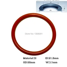 100 шт(OD) 68*(W) 3,1 мм красный силиконовый уплотнительное кольцо. Промышленное и Домашнее использование уплотнительное кольцо. нет яда уплотнительное кольцо