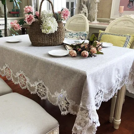 ZHUO MO European new lace edg Table Cloth Rectangular Table Cover for home Decoration Towel Home Textile Decorative Table Cloth