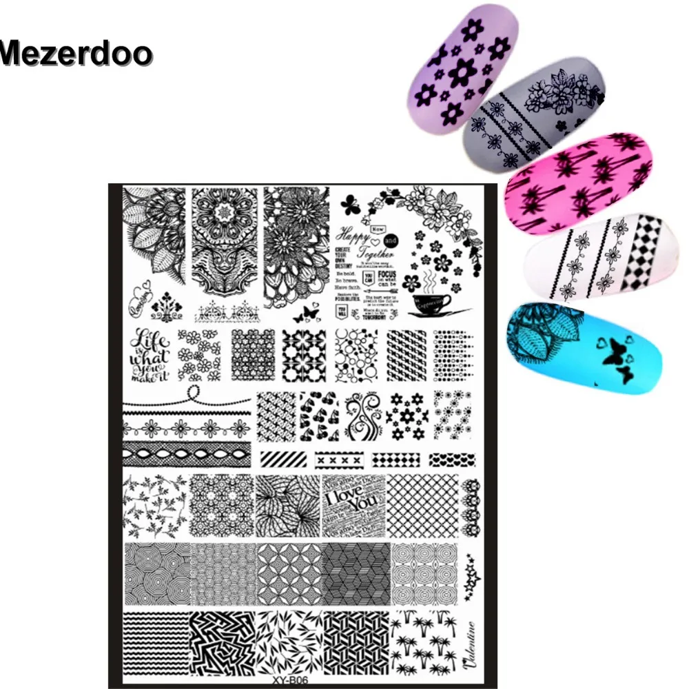 Mezerdoo супер большой кружевной боковой цветок штамповка 18x25 см дизайн ногтей DIY