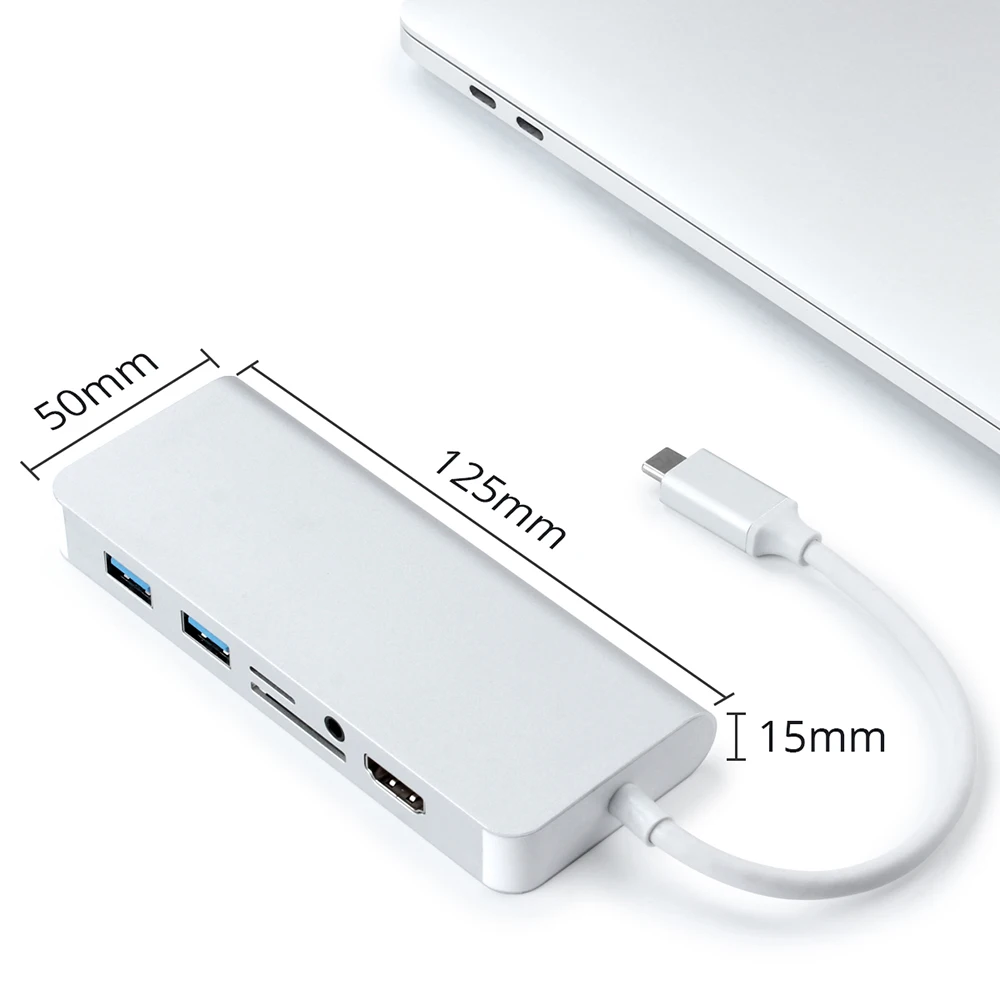 USB C концентратор 2 3,0 концентратор HDMI 3,5 мм аудио RJ45 гигабитный Ethernet адаптер для MacBook Pro air 13 15 16 samsung Galaxy S9 huawei P20