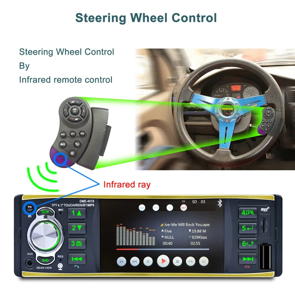 4 1 дюймовый 4019B автомобильный радиоприемник MP5 плеер Din HD 800*480 Bluetooth FM/AUX/USB/TF