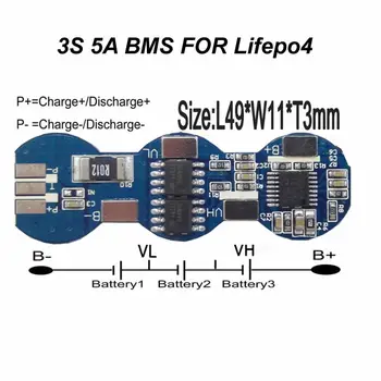 

3S 5A 10.8V Lifepo4 BMS PCM PCB Battery Protection Board For Battery Package size 49*11*3mm