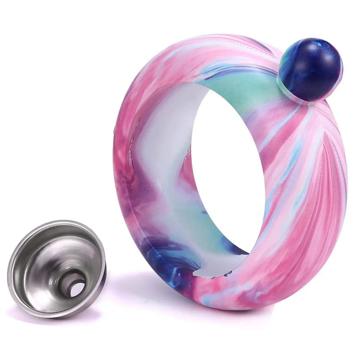 Bangle Flask Lid Stainless Steel Hidden Liquor Wine flask Funnel Set