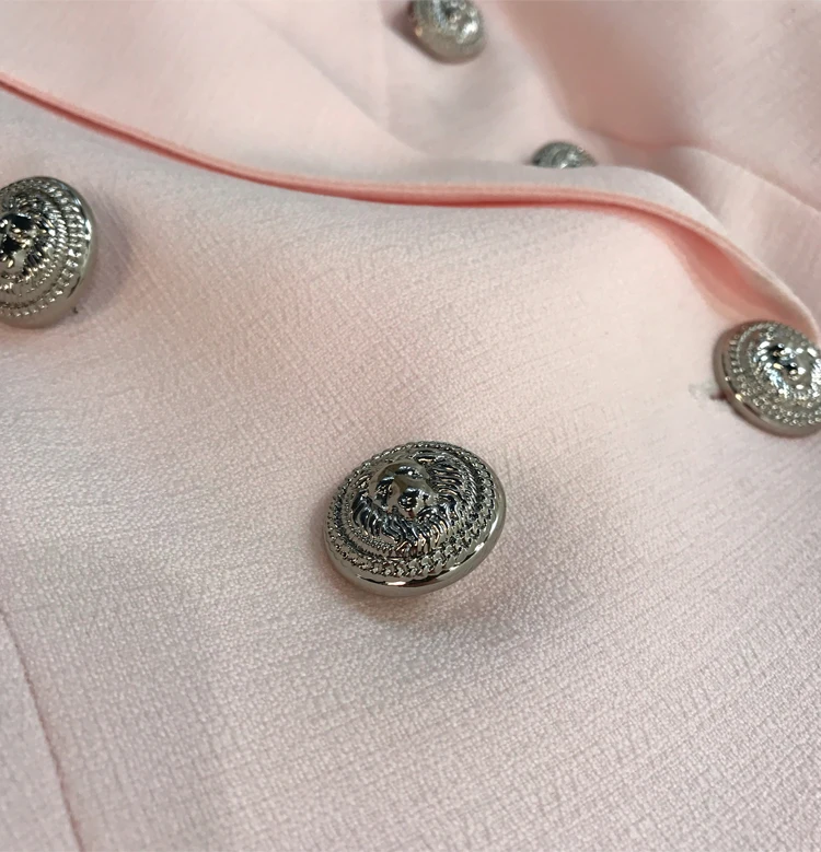 HIGH QUALITY New Fashion Baroque Designer Blazer Jacket Women's Silver Lion Buttons Double Breasted Blazer Outerwear