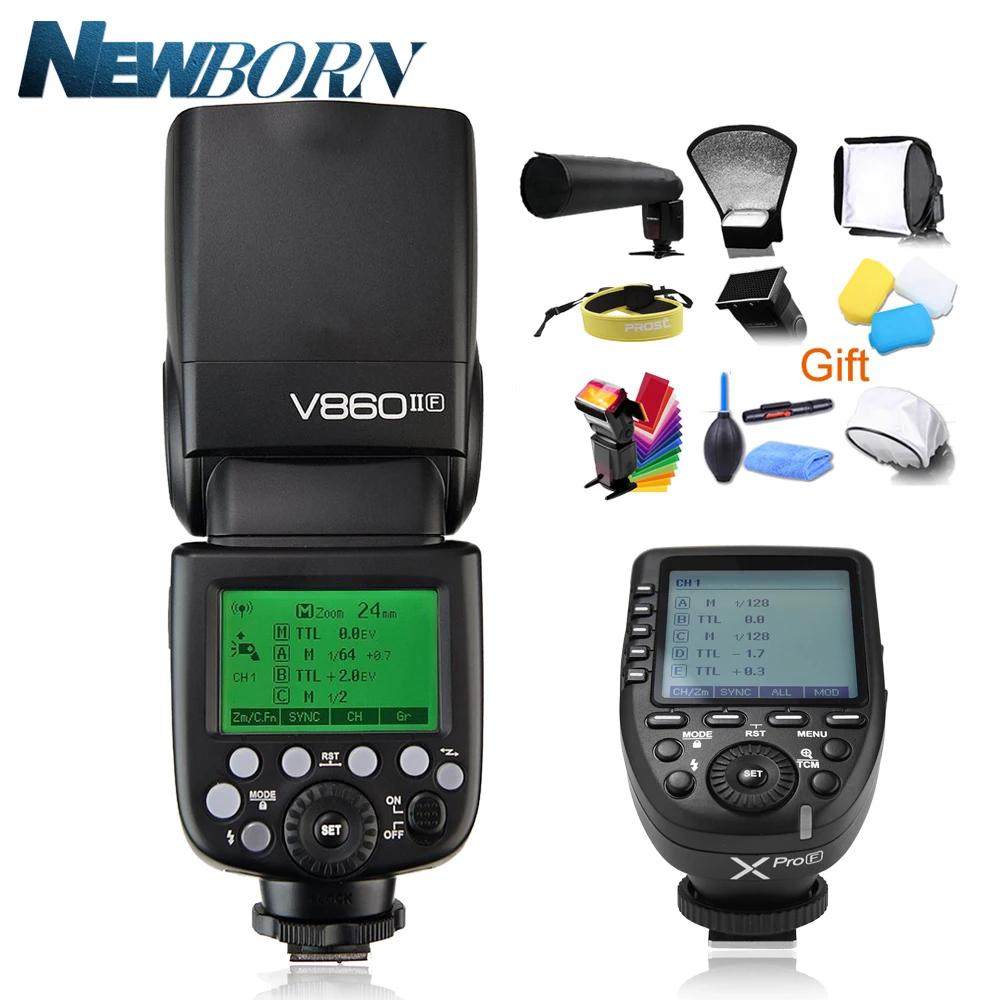 Вспышка Godox V860II F GN60 TTL HSS 1/8000s Speedlite с литий ионным аккумулятором + триггер Xpro для