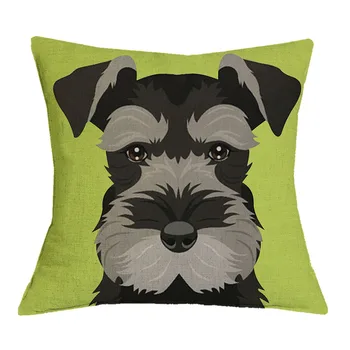 

Cushion Cover Christmas Festival Schnauzer 45X45cm Dog with Glasses Pillow Cases Pillowcase Bedroom Sofa Decoration