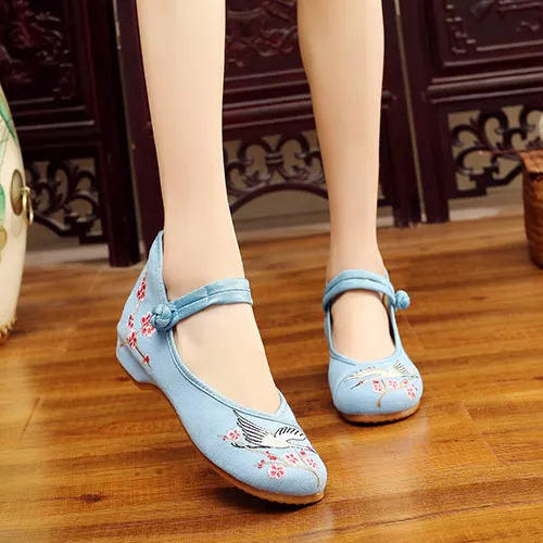 Veowalk/женские парусиновые балетки ручной работы с вышивкой в винтажном стиле; удобные женские китайские балетки; женская обувь с вышивкой - Цвет: Model 4 Blue