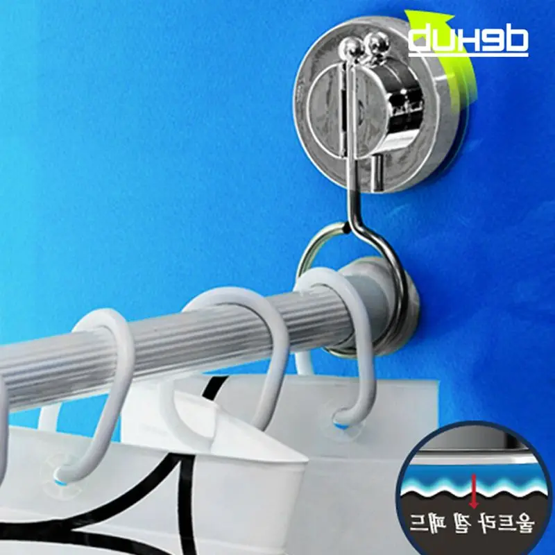 Vacuum Suction Cup Bathroom Rack Shower Curtain Rod Hanging Ring Dehub Rods Stand Srong Cornices Hanging Ring Silver Shower Curtain Rod Curtain Rods Ringscurtain Hanging Ring Aliexpress