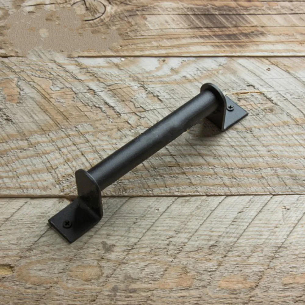 Black Steel Rustic Barn Door Pull Handle For Gate Kitchen Wood