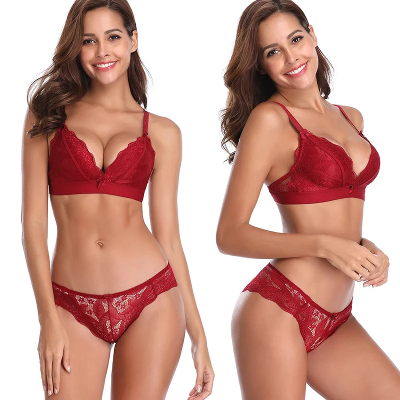 Комплект нижнего белья bralette черного цвета сексуальный кружевной комплект с