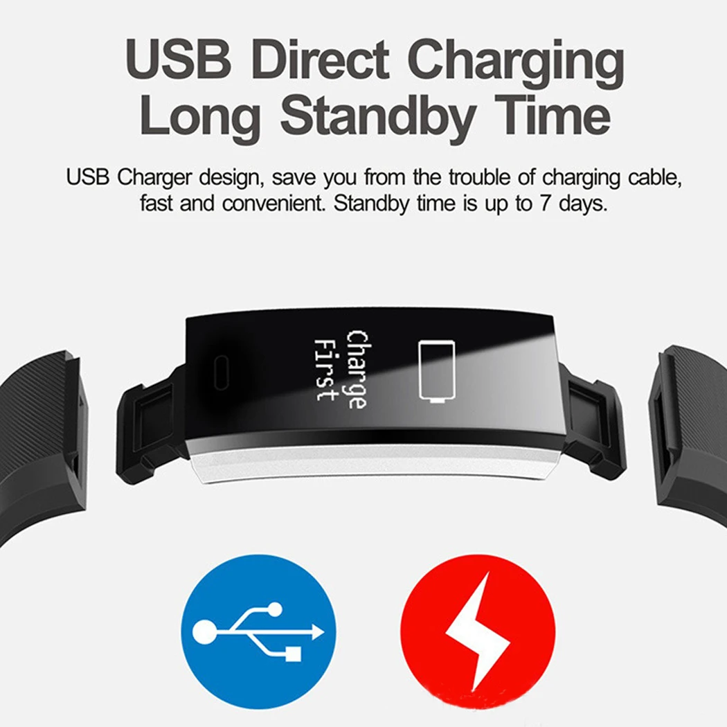 Original ID115HR Plus Fitness Bracelet Heart Rate Monitor Smart Band 0.96