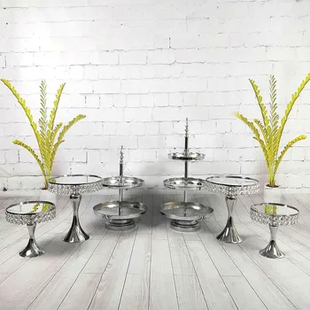 

5pcs -7pcs/set cake stand set Electroplating Silver mirror face wedding party table candy bar decorating tools