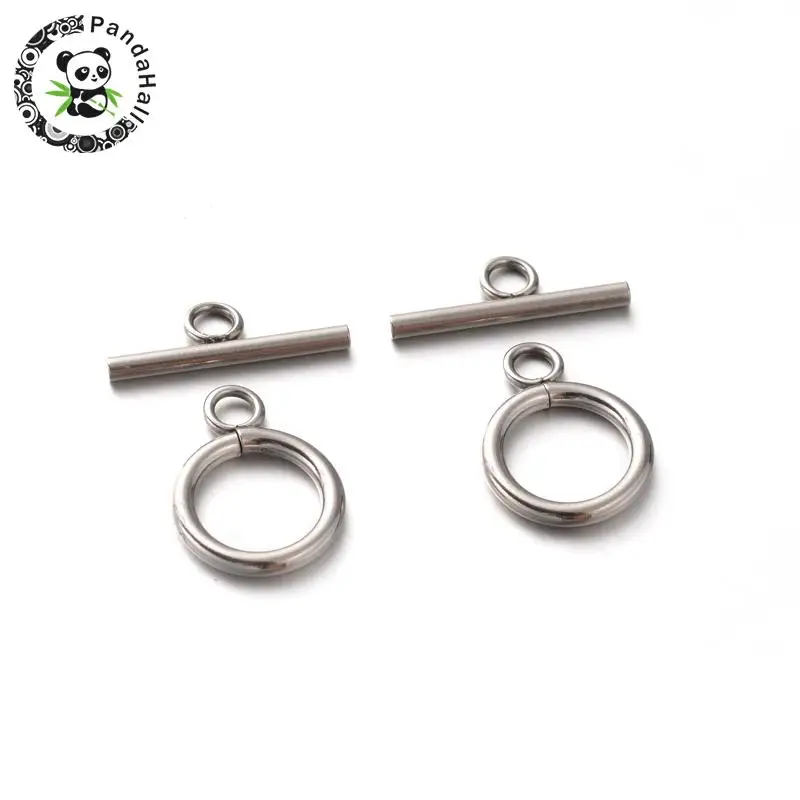 304 Stainless Steel Ring Toggle & T Bar Clasps, Stainless Steel Color