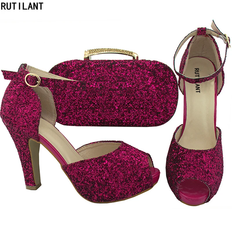 

New Arrival Fuchsia Color Italian Shoes and Bags To Match Shoes with Bag Set African Matching Shoes and Bags Italian In Women