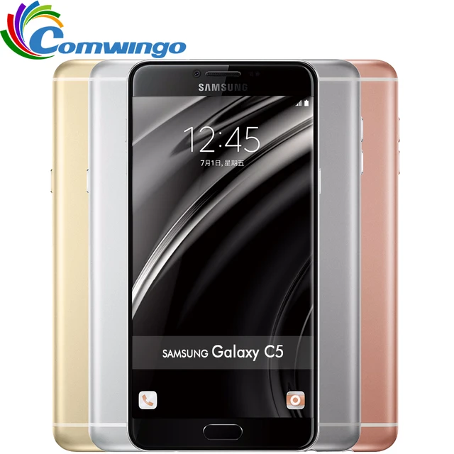 Samsung galaxy c5 мобильный телефон 5.2 дюймов octa-core 4 ГБ ram 32 ГБ/64 ГБ rom lte 16mp android 2600 мАч dual sim телефон