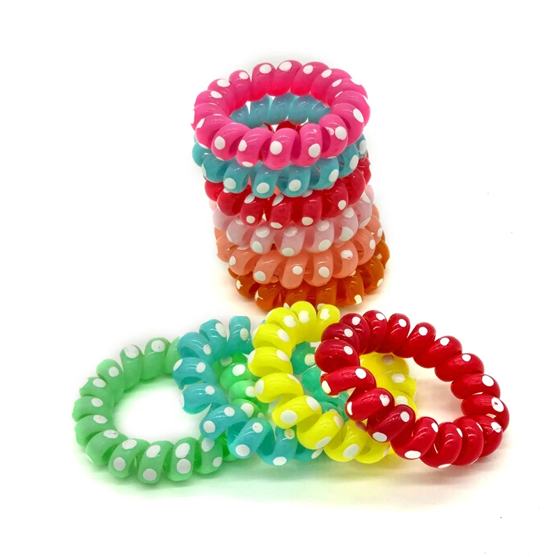 

Wholesale 10Pcs 4cm Dot Telephone Wire Line Rope Elastic Hair Bands Ponytail Holder Hair Jewelry Hair Scrunchy