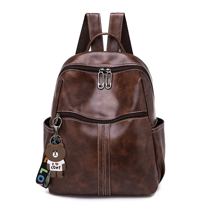 

Miyahouse PU Leather Women Travel Backpack High Quality Patchwork Female Rucksack Fashion Backpack For Girls With Brown Bear