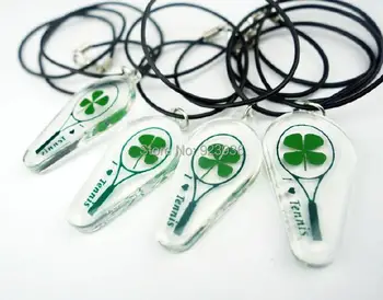 

FREE SHIPPING 10 pcs Real Shamrock Four Leaf Clover Necklace Lucid Tennis Shape Girl Lady Gift Boy St. Patrick's Day Present