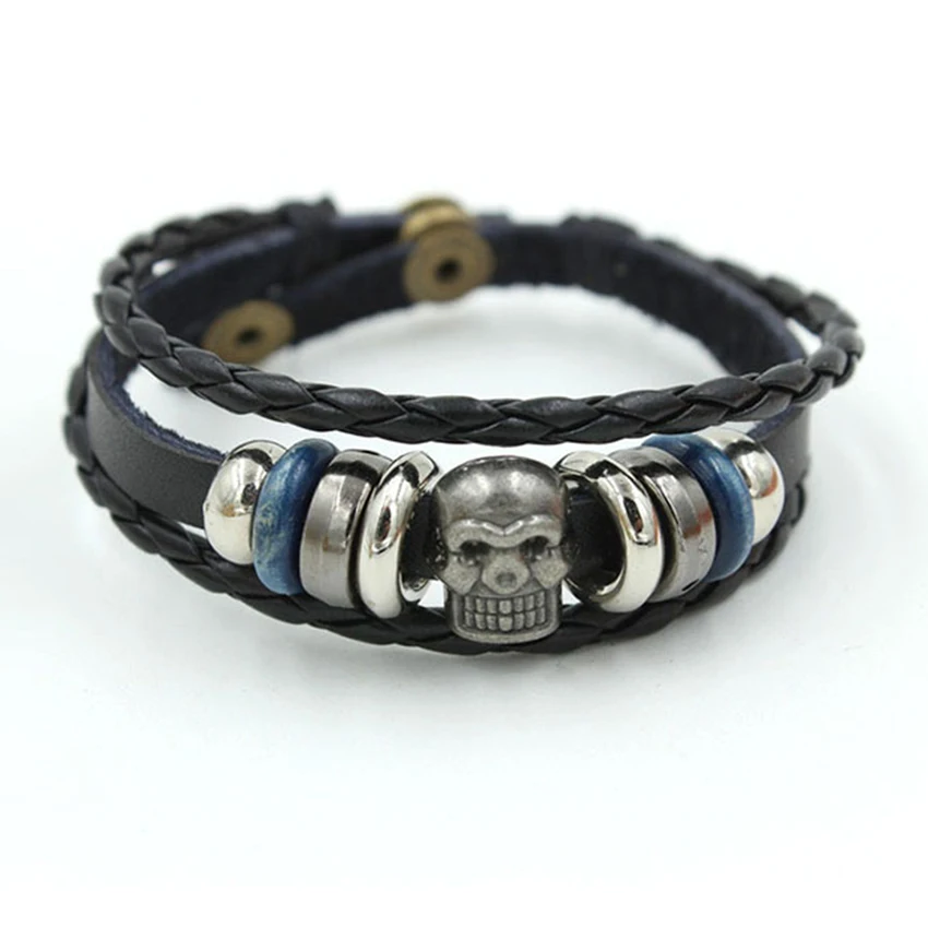 Fashion Handmade Zinc Alloy Charms Multi Layers Leather Bracelets