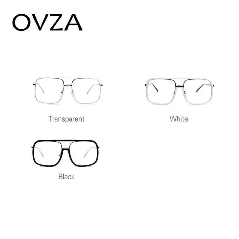 OVZA прозрачные белые оправы для очков женские большие оправы для очков мужские модные аксессуары Классический Прямоугольник S2004