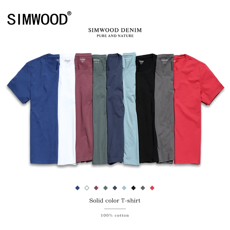 SIMWOOD 2017 New T Shirt Men Slim Fit Solid Color Fitness Casual Tops 100 Cotton Comfortable