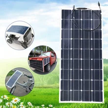 12V 100W Solar Panel Monocrystalline Semi Flexible Solar Panels Cell Plate Module Kit Efficiency Charger for RV Boat Battery