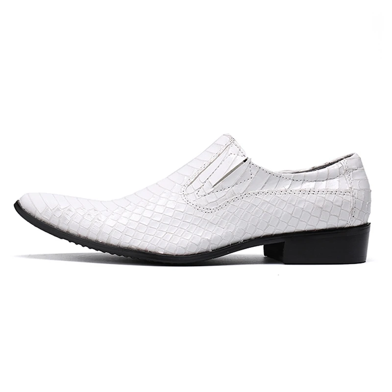 Genuíno Prom Sl303 Dos Deslizamento Apontou Cor Whitle Em Festa Toe Mocassins Homens Homem Branco Jacaré Casamento Couro Italiano Sapatos De Designer qCacc0