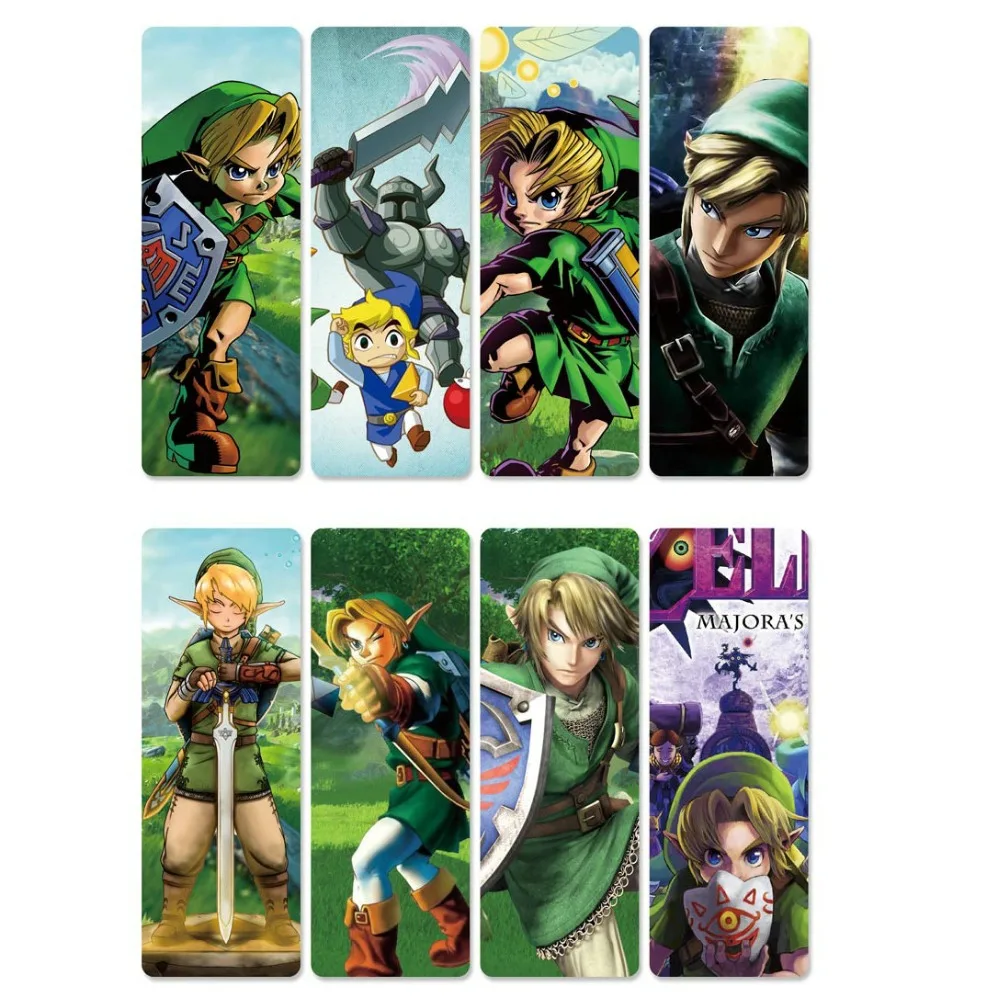 

8pcs The Legend of Zelda Anime Bookmarks Waterproof Transparent PVC Plastic Bookmark Beautiful Book Marks Gift