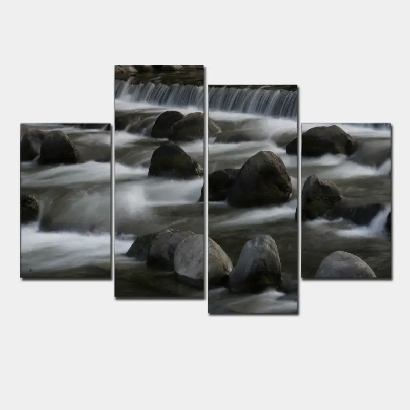 Waterfall Living Rooms Art Set Unframed Wall Painting Print On Canvas For Home Decor Ideas Paints Print Irregular Picture