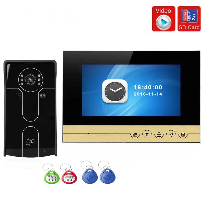 SmartYIBA видеодомофон 7 дюймов монитор проводной видео дверной звонок Домофон RFID камера доступа комплект видео Запись SD слот
