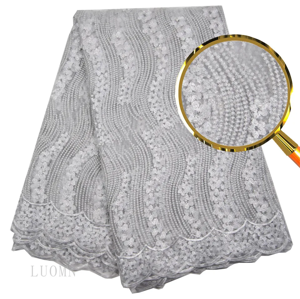 

Wine African Lace Fabric 2018 High Quality Lace, Pearls Embroidery Tulle Lace Fabric, African Lace Beaded 5 Yard G916-12