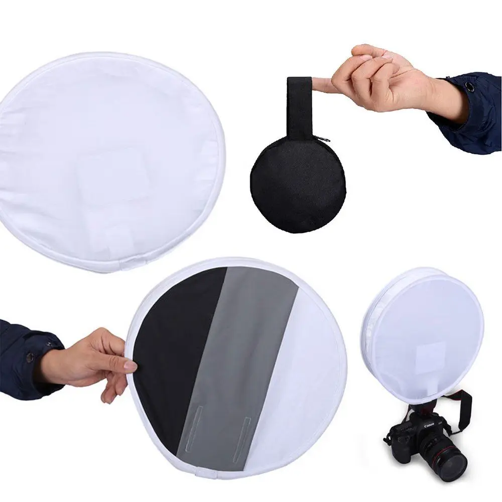 

New 30cm Round Flash Diffuser Softbox &18% Grey/White/Black Card Board White Balance For Canon Nikon sony Pentax Yongnuo GODOX