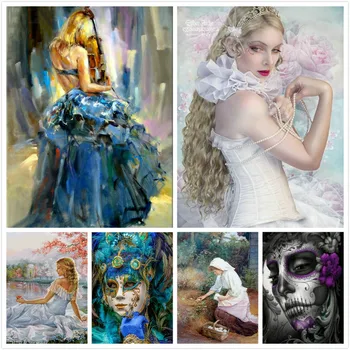 

DIY 5D Diamond Painting cross stitch"woman"Needlework Craft peony Full Square Diamond Mosaic Embroidery guitar Home Decoration