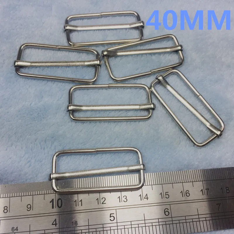 40MM Silver  Metal Slides Tri-glides Wire-formed Roller Pin Buckles Strap Slider Adjuster