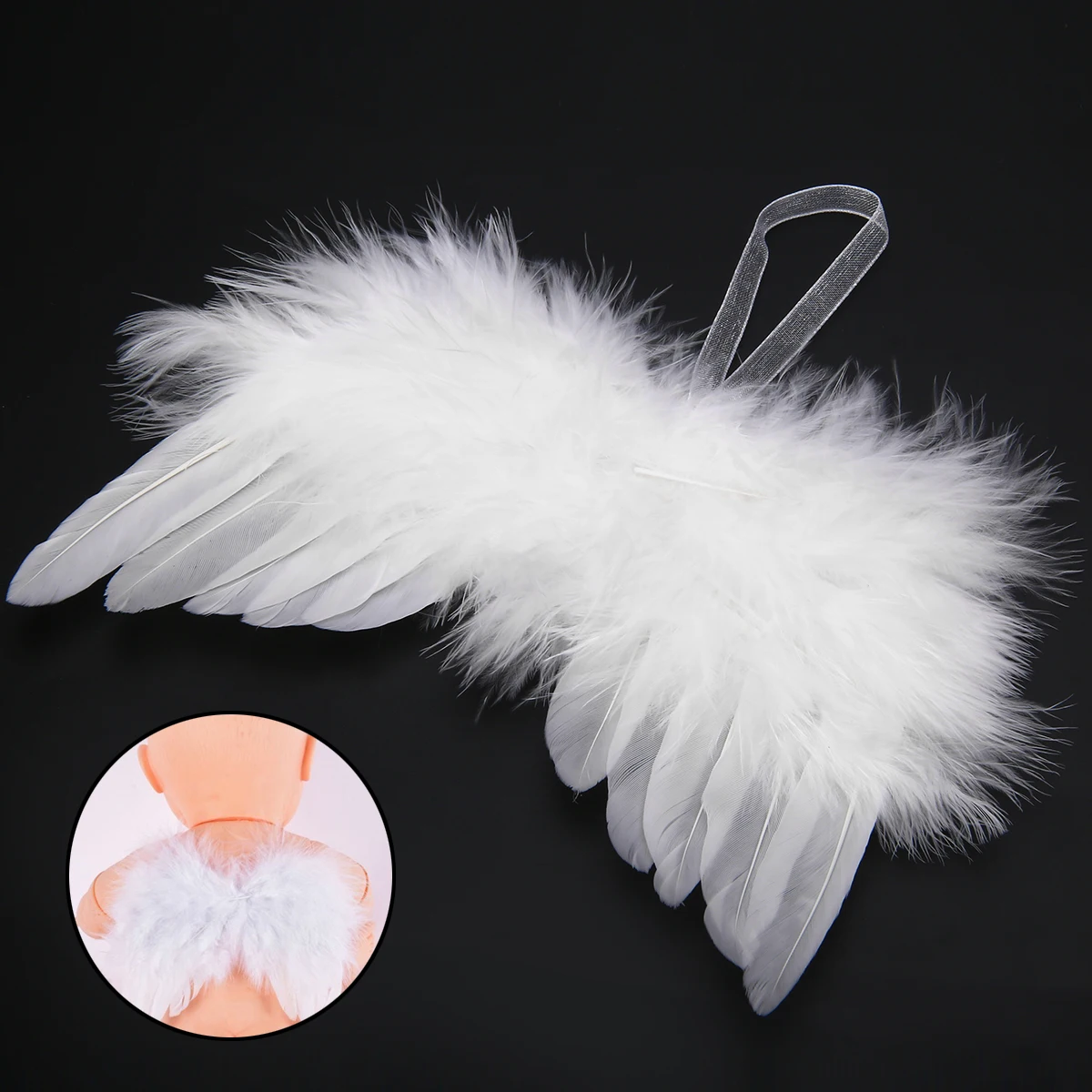 1pcs Christmas Tree Feather Wing Baby White Angel Decoration Party Hanging Home DIY Ornaments Wedding  Supplies