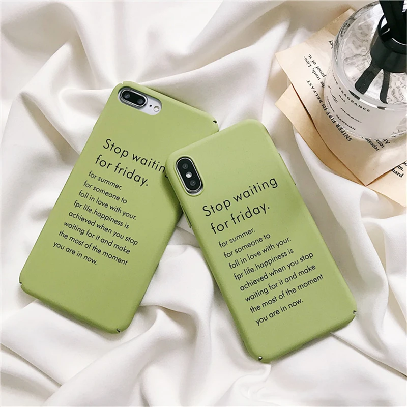

Moskado Fashion Cases For iPhone 6 6s 7 8 Plus X XS Max XR Hard PC Matcha Green Cartoon Letters Phone Back Case Cover Shells