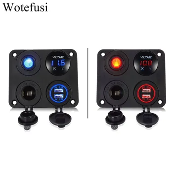 

Wtfs 4 in 1 Charger Socket Panel 4.2A Dual USB Charger Socket 12V Power Outlet LED Voltmeter ON-Off Toggle Switch [QPL1520-1521]