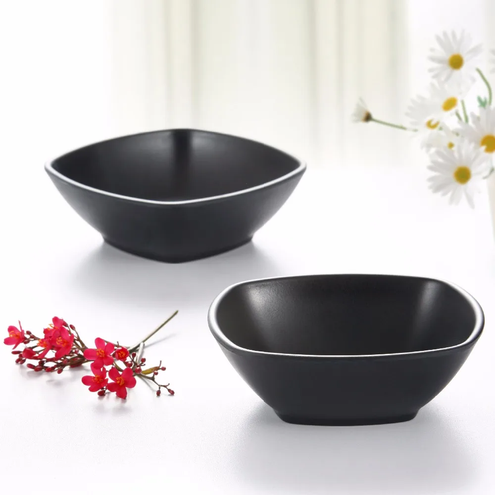 Black melamine tableware Square bowl Grinding bowl South Korea