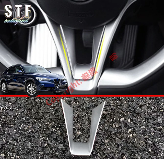 

ABS Pearl Chrome Interior Steering Wheel Trim Cover U Shape For Alfa Romeo Stelvio 2017 2018 2019 Car Accessories Stickers W4