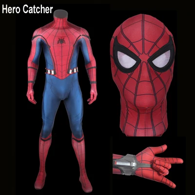 Герой Catcher 6 Высокое качество новейший домашний костюм Человека-паука с стрелком том Человек-паук косплей костюм с 3D деталями - Цвет: suit with shooter