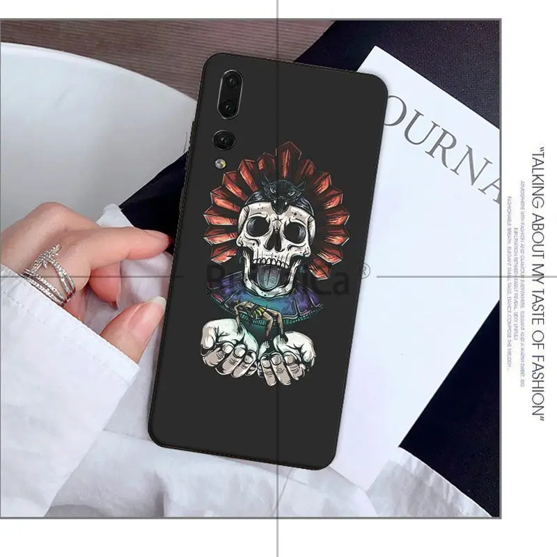 Retro Style Flower Skull Crow