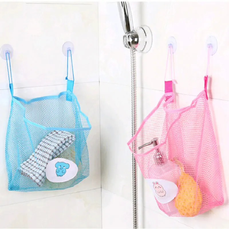 2019 Child Bath Toy Storage Bag Organiser Net Suction Baskets Kids Baby Bathroom Mesh Bagin