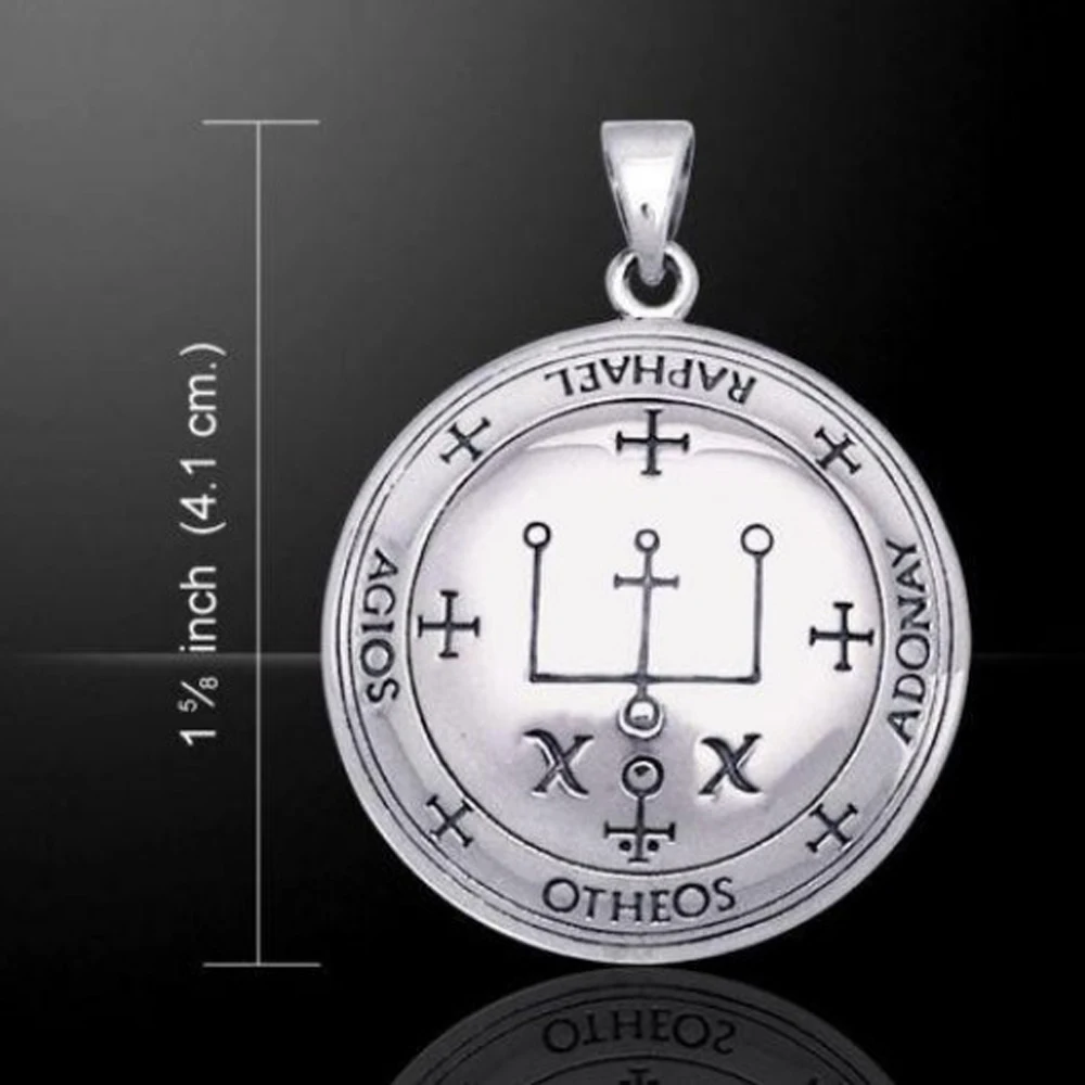 

Archangel RAPHAEL Talisman Silver and Gold tone Bronze Sigil of Raphael Angelic Pendant