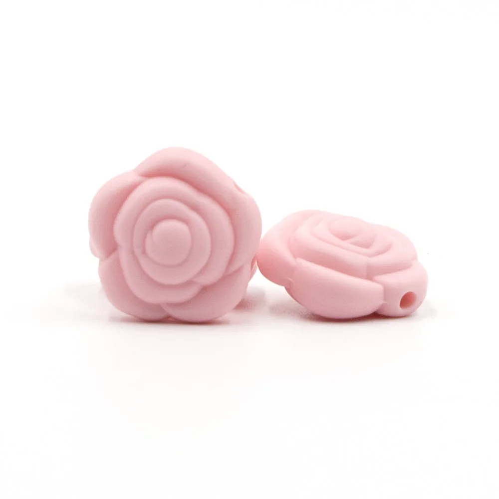 10 шт. розовые силиконовые бусины 20 мм мини цветок ожерелье-прорезыватель бусины BPA бесплатно Perle силиконовые Товары для ухода за ребенком игрушки - Цвет: Candy Pink